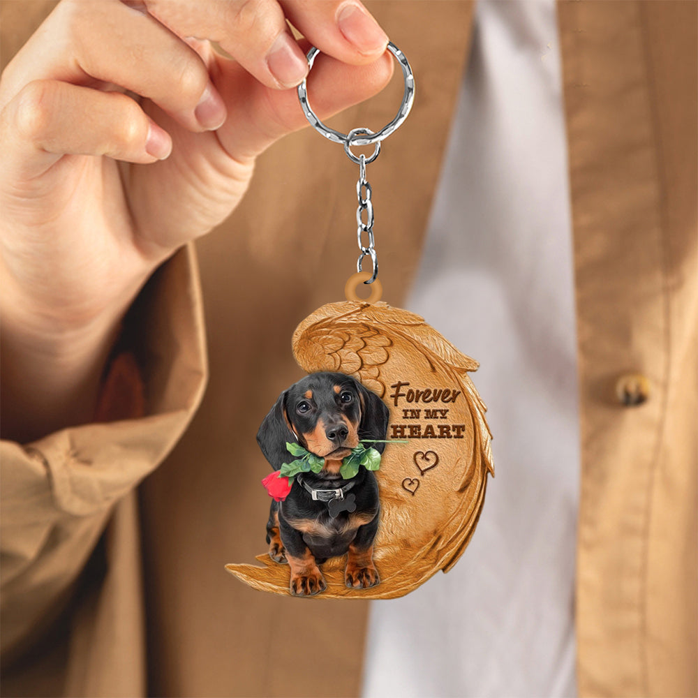 Dachshund Forever In My Heart Flat Acrylic Keychain
