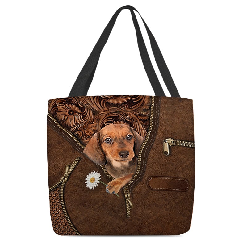 Dachshund 3 Holding Daisy Tote Bag