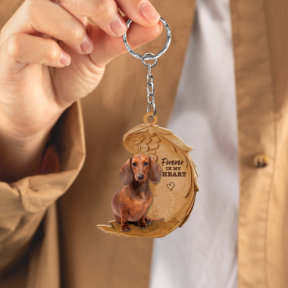 Dachshund023 In My Heart Flat Acrylic Keychain