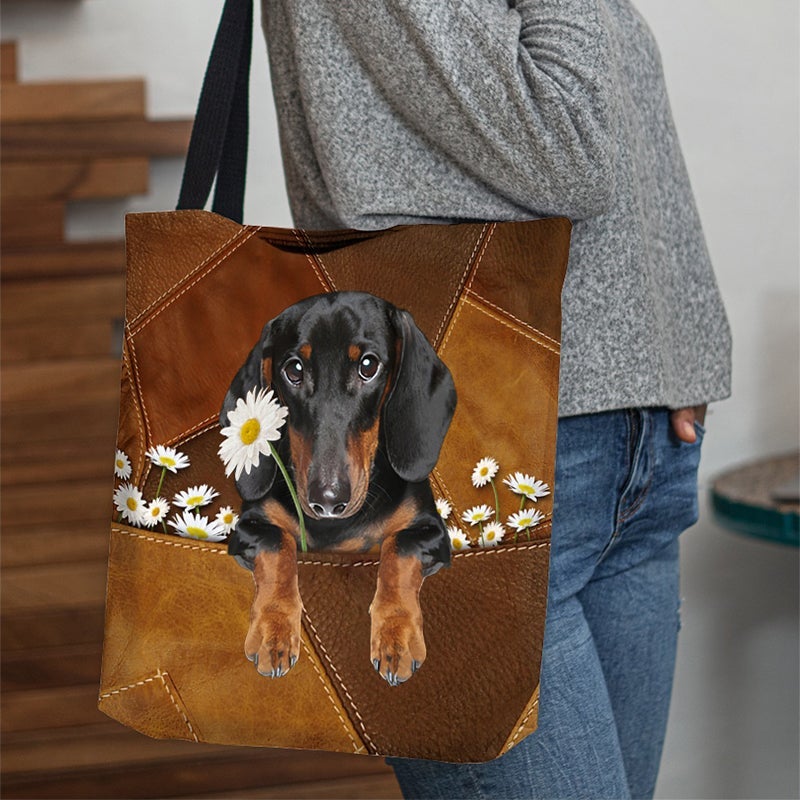 Dachshund11 Holding Daisy  All Over Printed Tote Bag