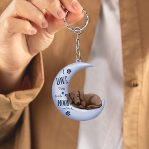 Dachshund I Love You To The Moon And Back Flat Acrylic Keychain
