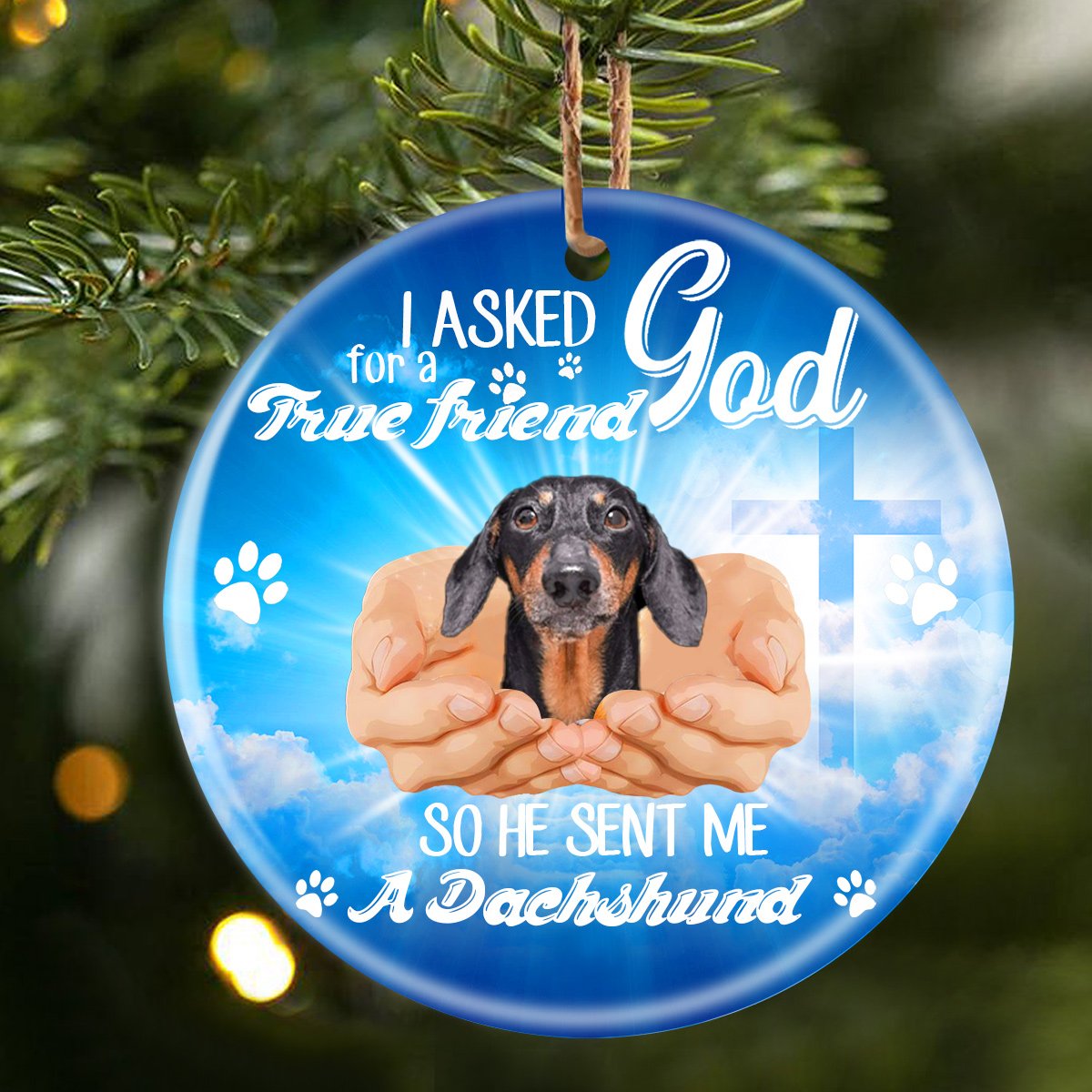 God Send Me A/An Dachshund Porcelain/Ceramic Ornament