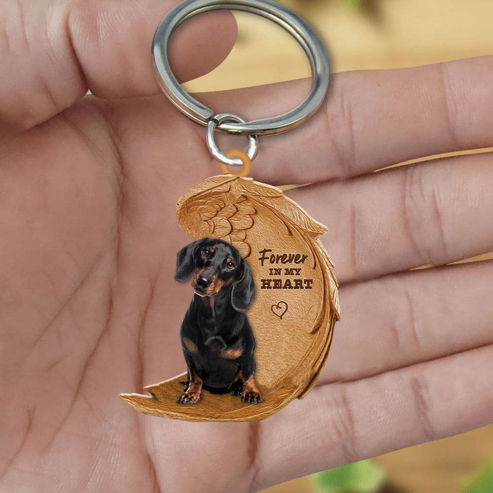 Dachshund 02 In My Heart Flat Acrylic Keychain