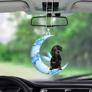 Dachshund 2 Angel From The Moon Car Hanging Ornament