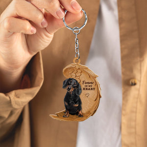 Dachshund 02 In My Heart Flat Acrylic Keychain