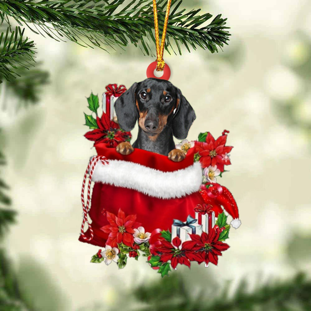 Dachshund 2 In Gift Bag Christmas Ornament