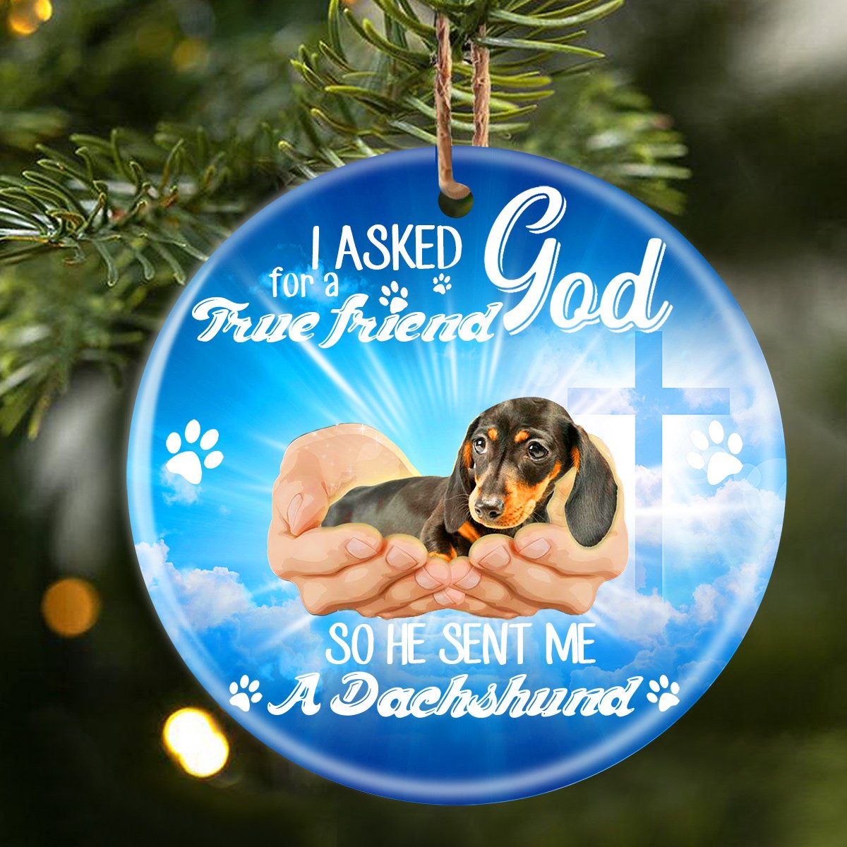God Send Me A/An Dachshund 2 Porcelain/Ceramic Ornament