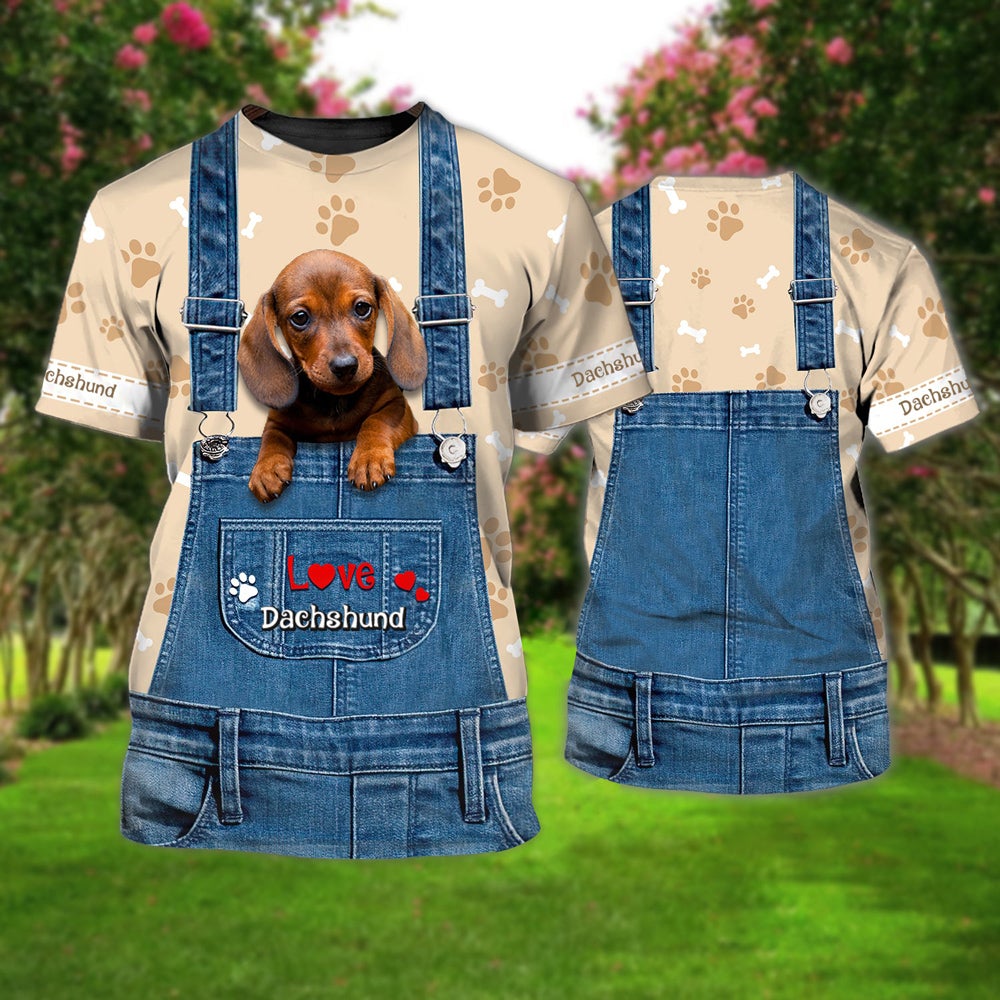 Love Dachshund 2 Cute Unisex T-shirt