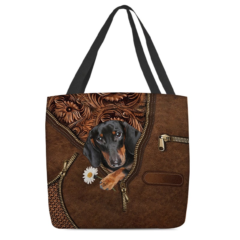 Dachshund 2 Holding Daisy Tote Bag