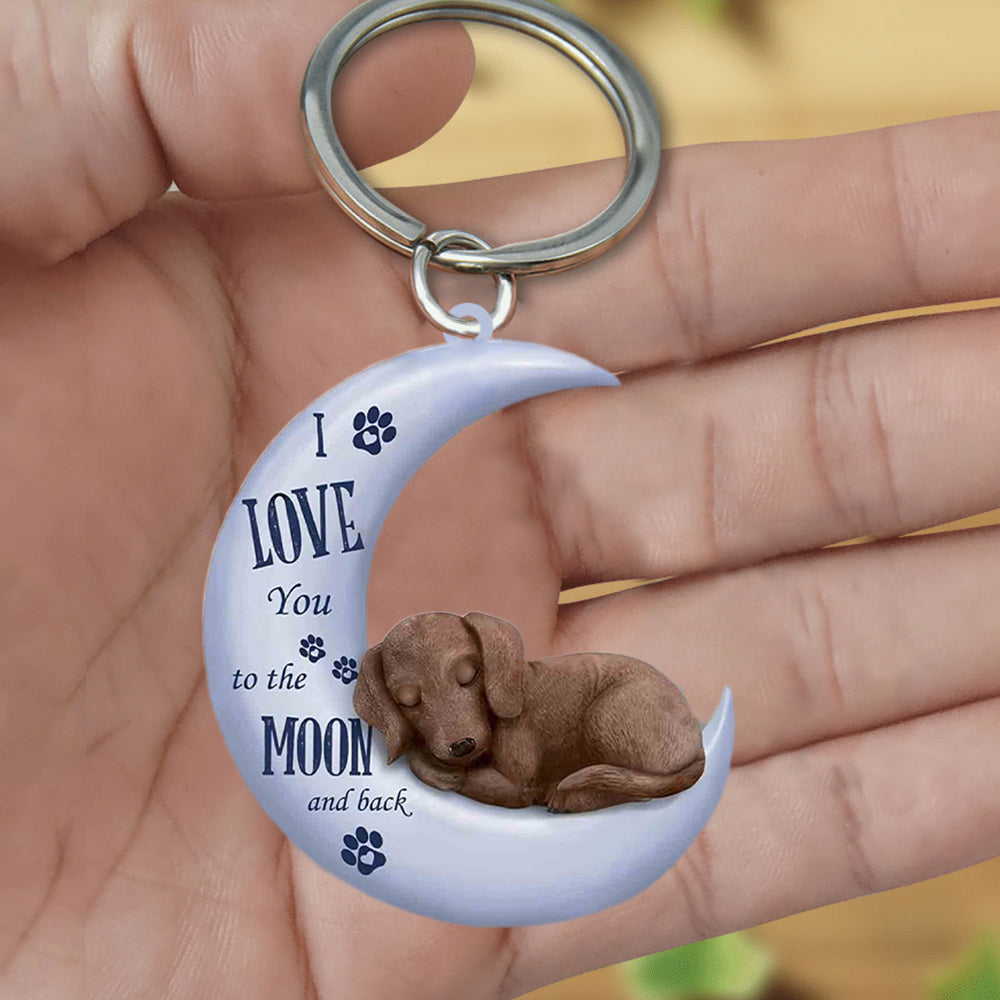 Dachshund I Love You To The Moon And Back Flat Acrylic Keychain