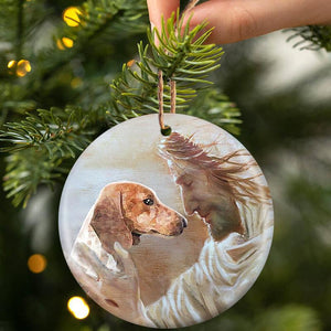 New Release - Dachshund With God Porcelain/Ceramic Ornament