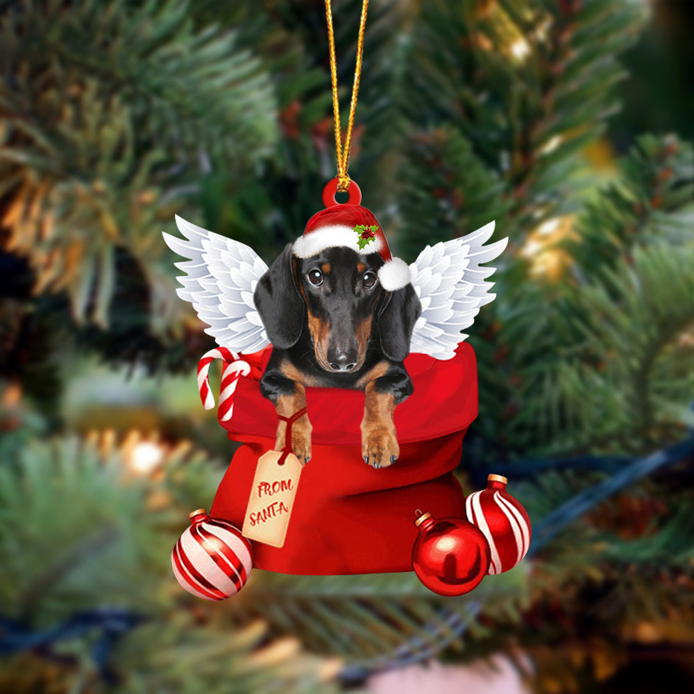Dachshund2 Angel Gift From Santa Christmas Ornament
