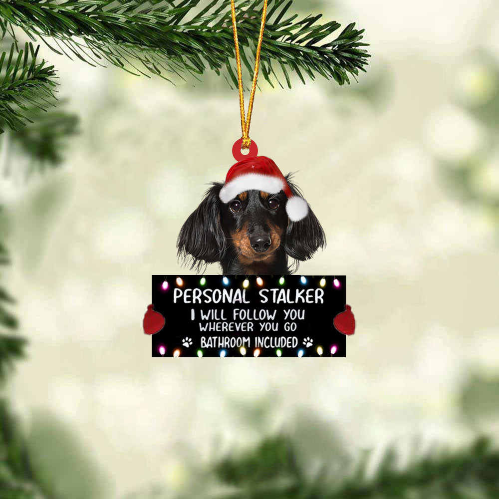 Dachshund2 Personal Stalker Christmas Hanging Ornament