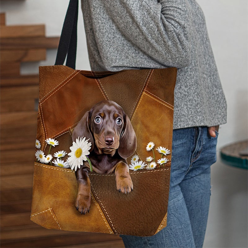 Dachshund1 Holding Daisy  All Over Printed Tote Bag