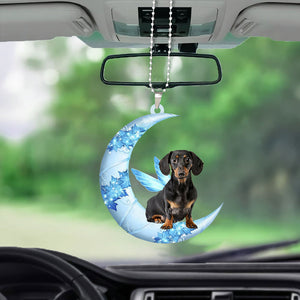 Dachshund 3 Angel From The Moon Car Hanging Ornament