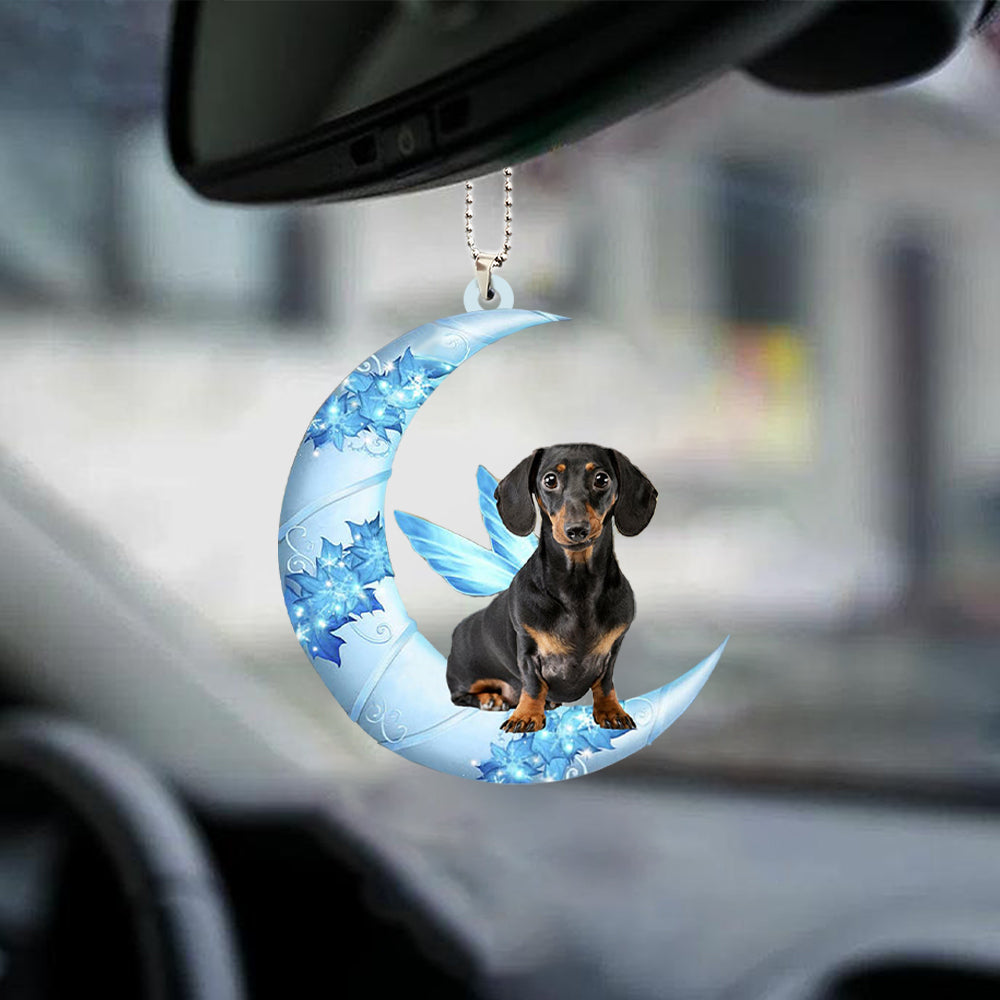 Dachshund 3 Angel From The Moon Car Hanging Ornament