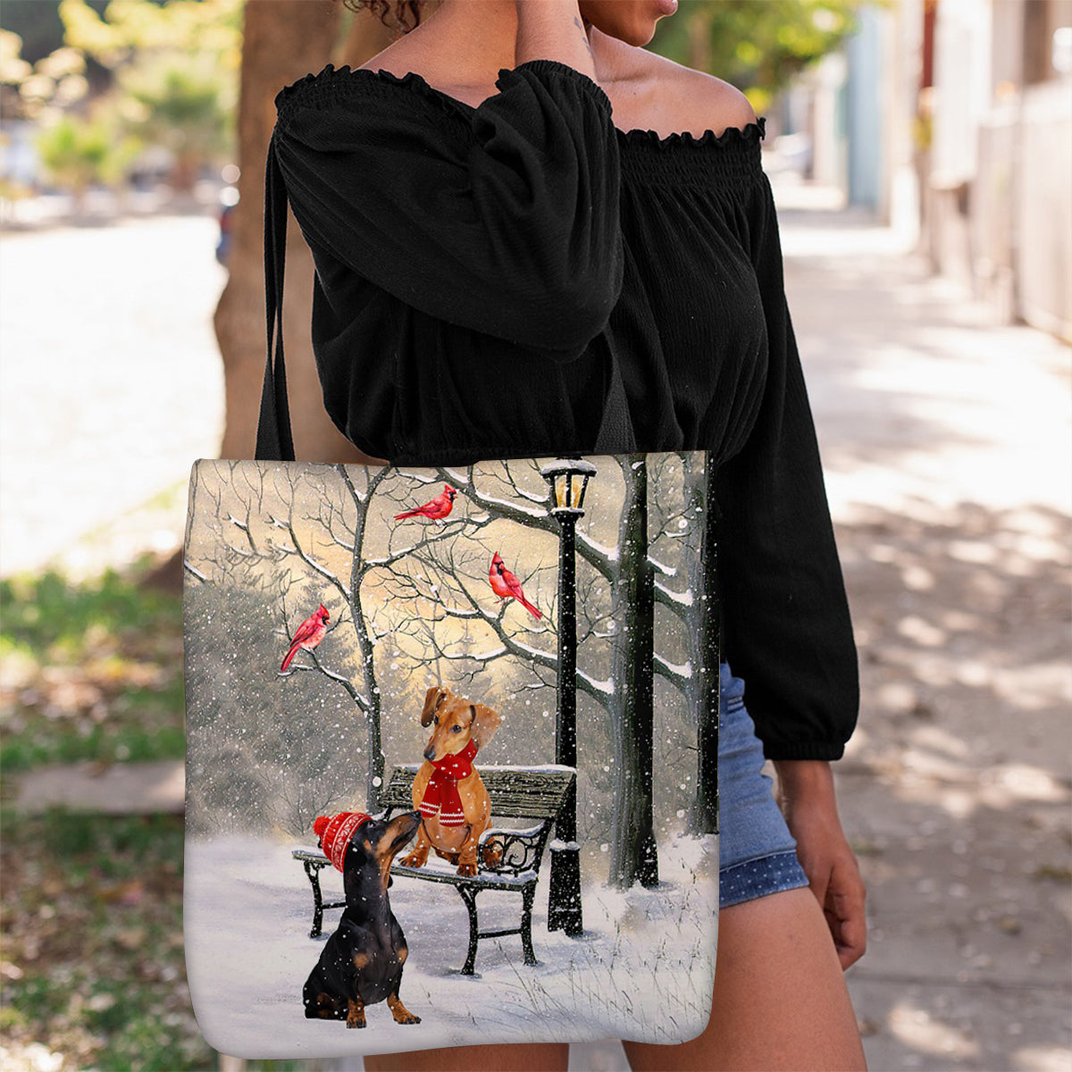 Dachshund Hello Christmas/Winter/New Year Tote Bag