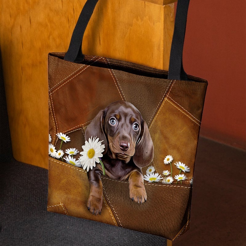 Dachshund1 Holding Daisy  All Over Printed Tote Bag