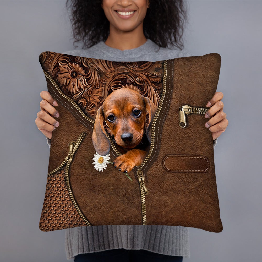 Dachshund 2 Holding Daisy Pillow Case