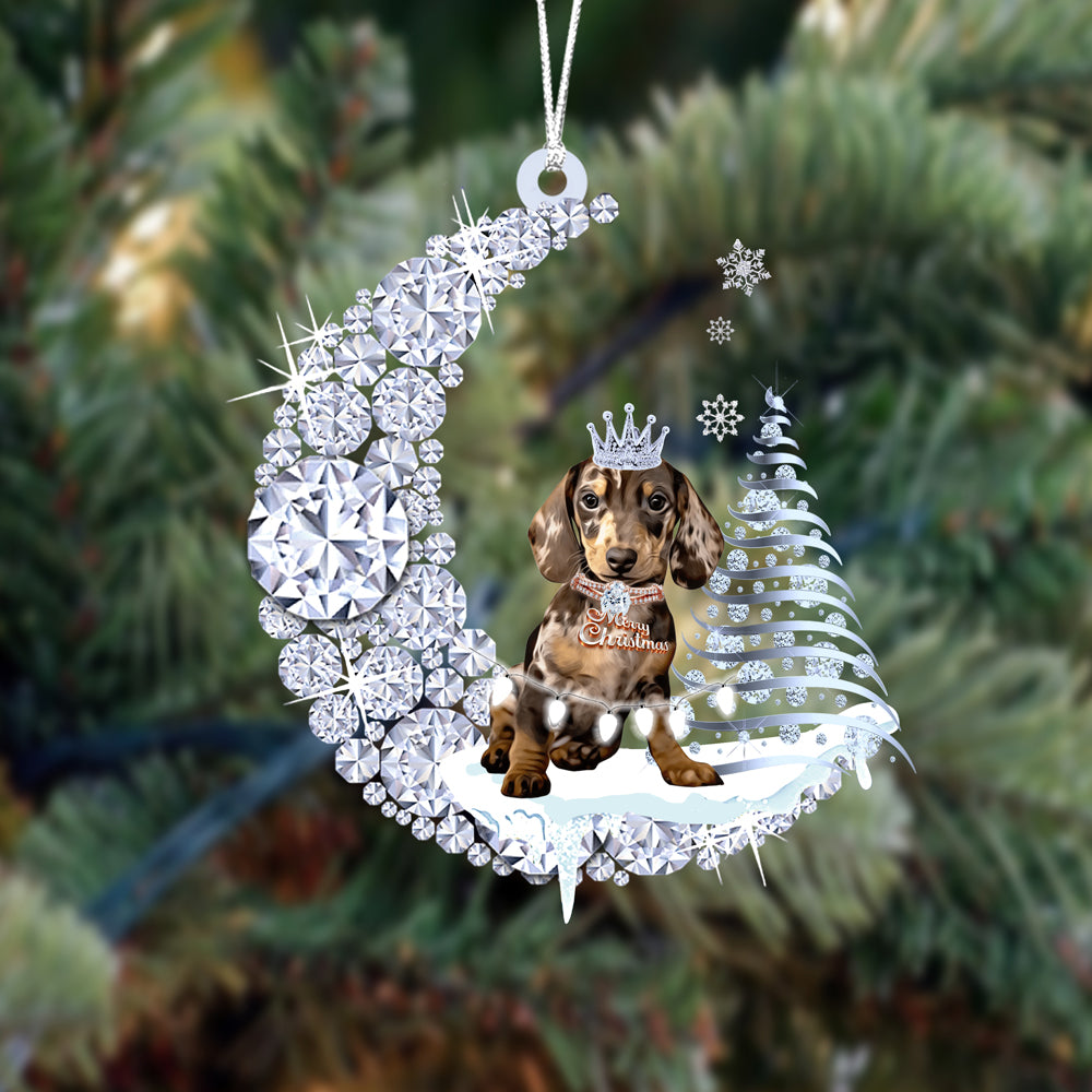 Dachshund  (1)Diamond Moon Merry Christmas Ornament