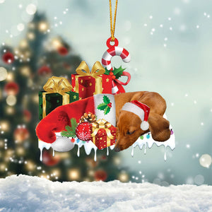 Dachshund Merry Christmas Hanging Ornament-0211