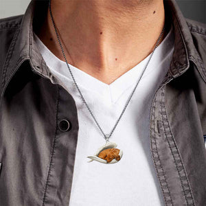 Dachshund Sleeping Angel Stainless Steel Necklace