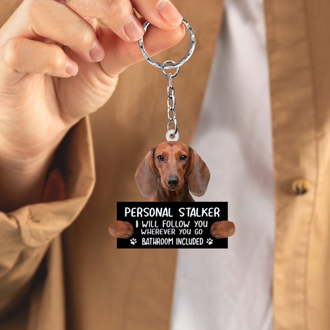 Dachshund Personal Stalker Acrylic Keychain