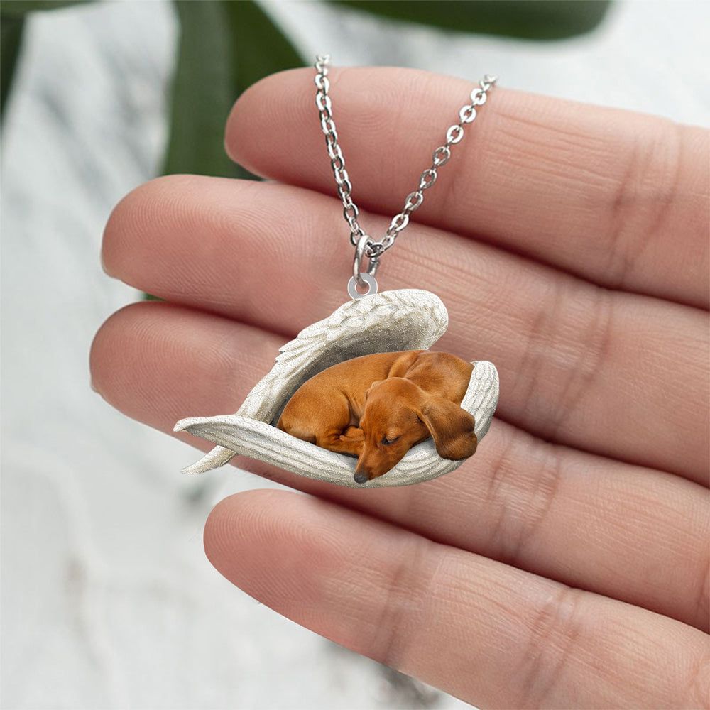 Dachshund Sleeping Angel Stainless Steel Necklace