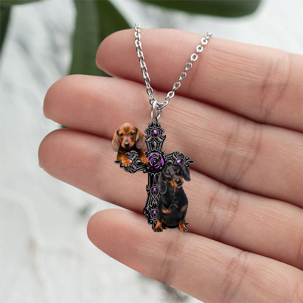 Dachshund Pray For God Stainless Steel Necklace