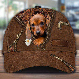 Dachshund02 Holding Daisy Unisex Cap