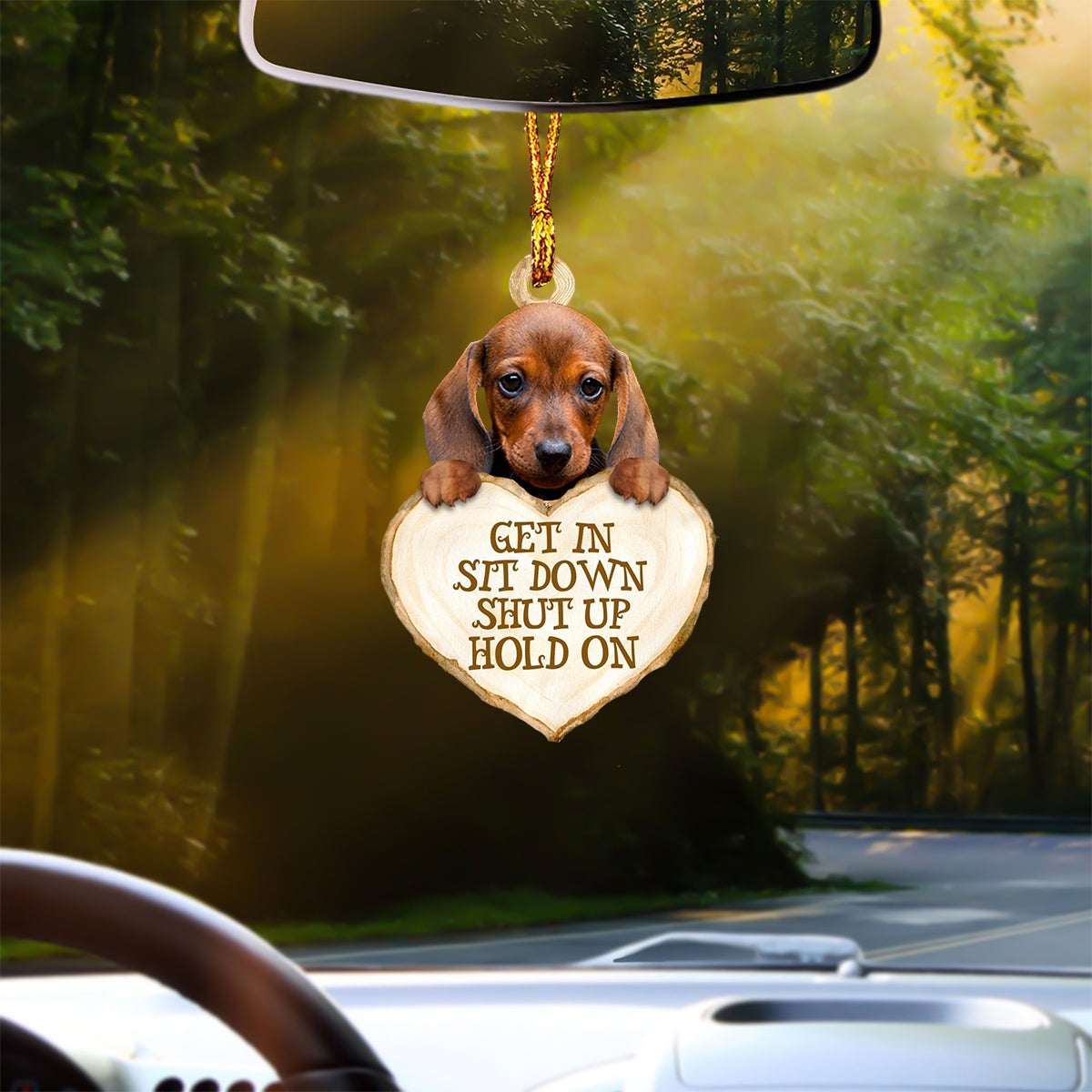 Dachshund Heart Shape Get In Car Hanging Ornament