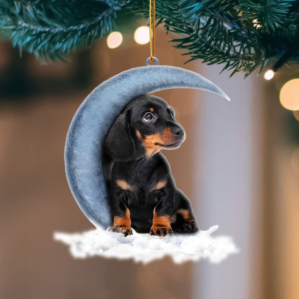 Dachshund Blue Moon Hanging Ornament
