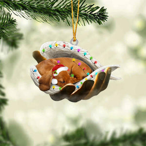Dachshund Sleeping Angel In God Hand Christmas Ornament
