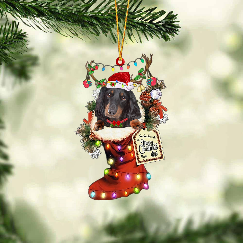 Dachshund In Red Boot Christmas Ornament