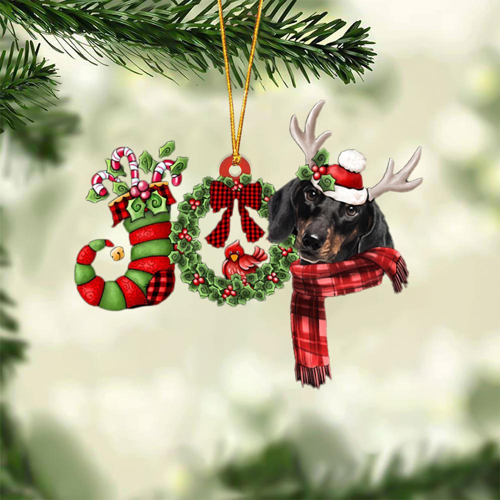 Dachshund JOY Reindeer Hanging Ornament