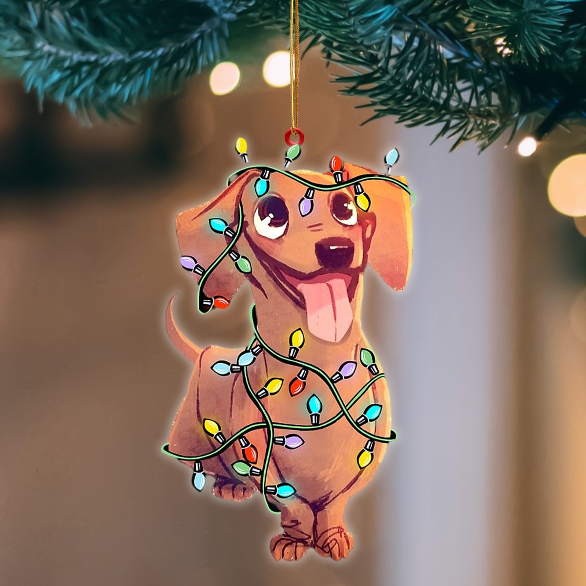 Dachshund Christmas Light Hanging Ornament