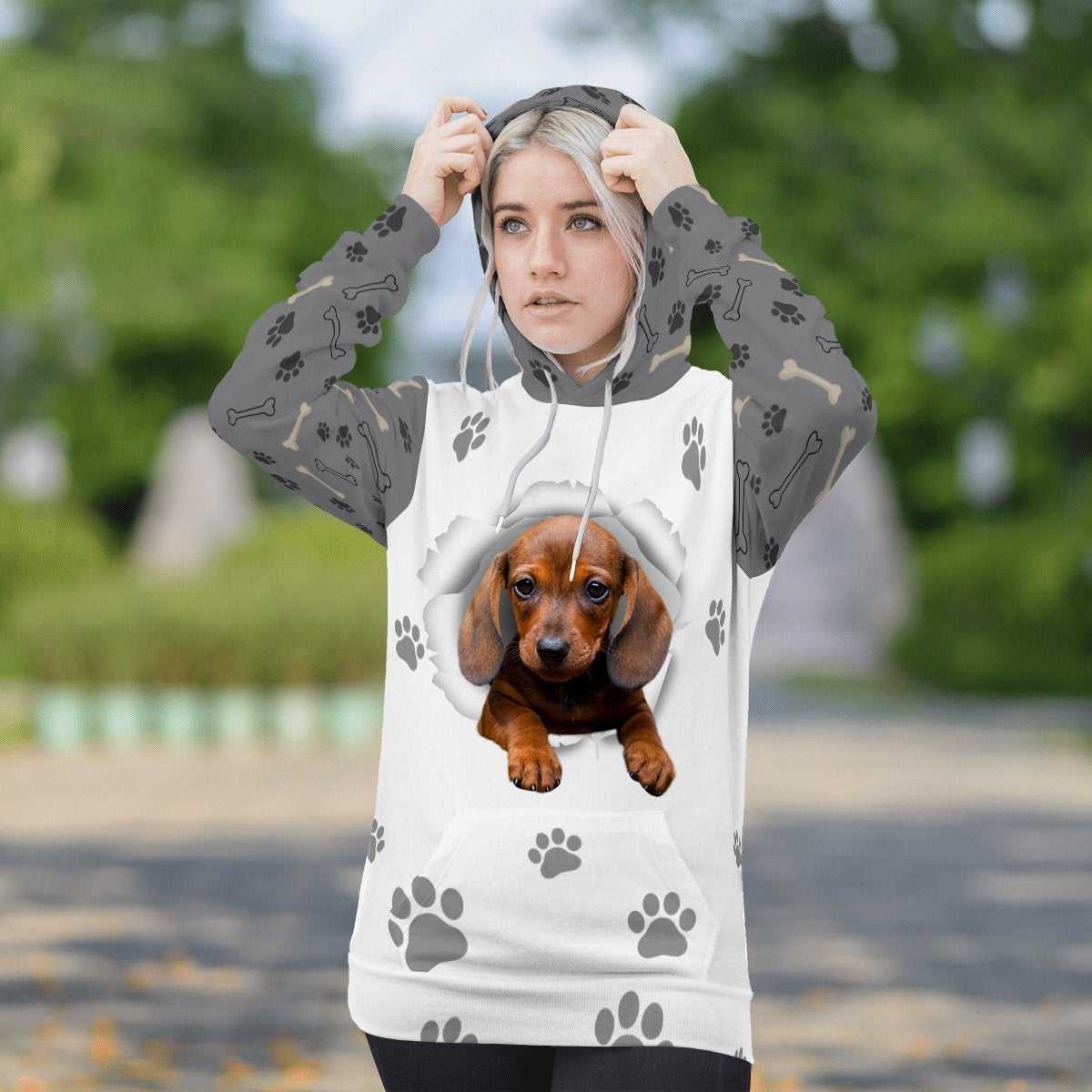 Dachshund 2-Paw Dog Unisex Hoodie