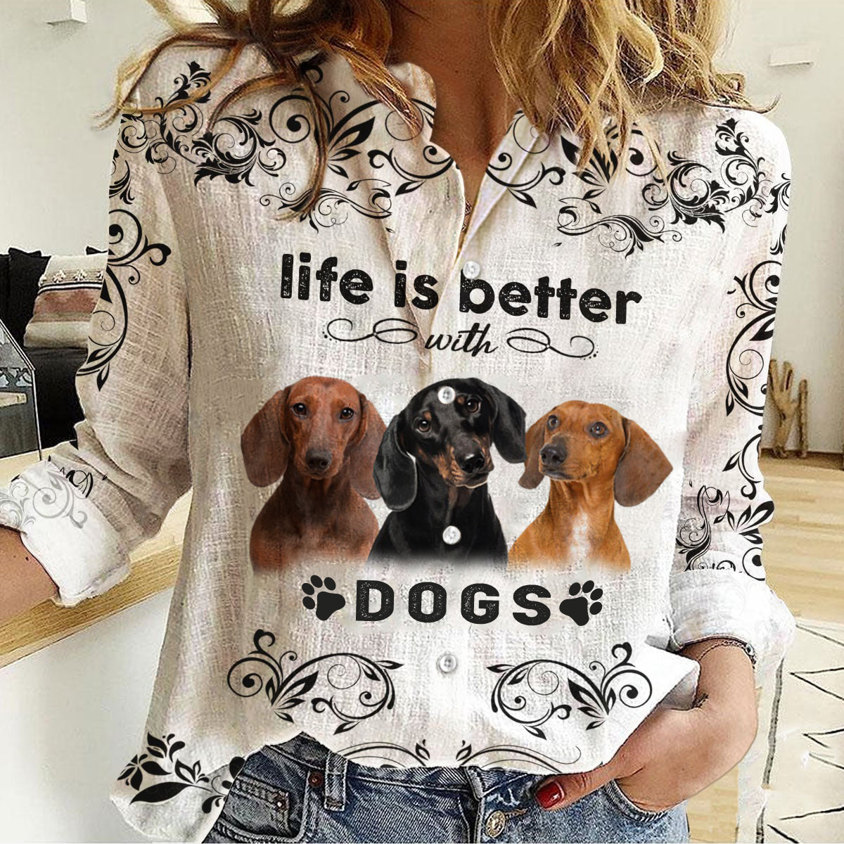 Dachshund02-Life Is Better With Dogs Women's Long-Sleeve Shirt