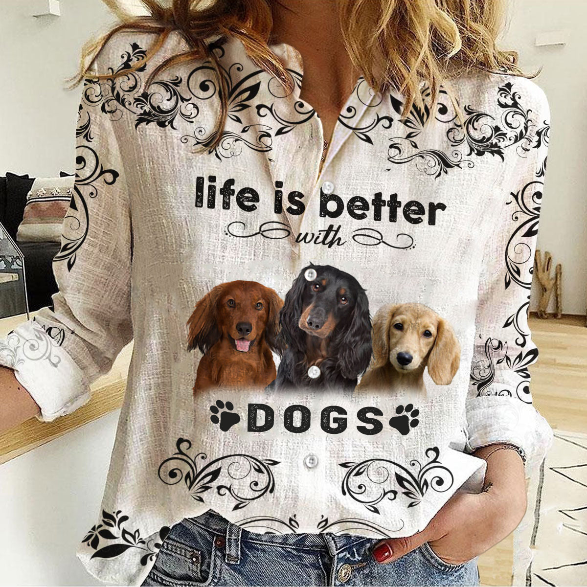 Dachshund  -Life Is Better With Dogs Women's Long-Sleeve Shirt