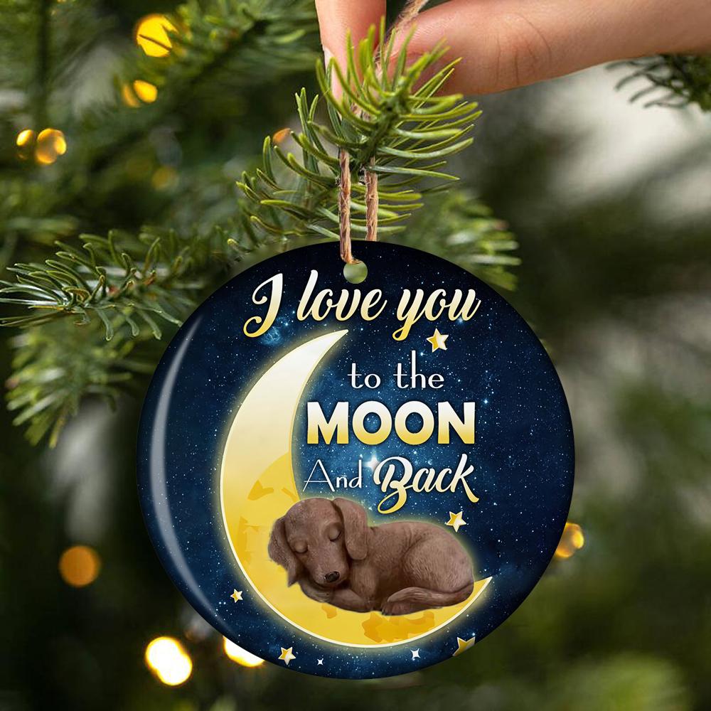 Dachshund I Love You To The Moon And Back Porcelain/Ceramic Ornament
