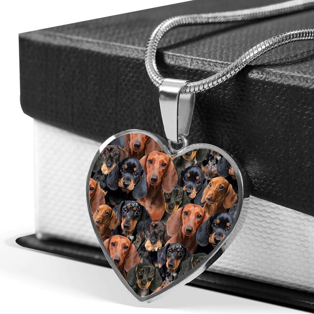 A Bunch Of Dachshunds Heart Necklace