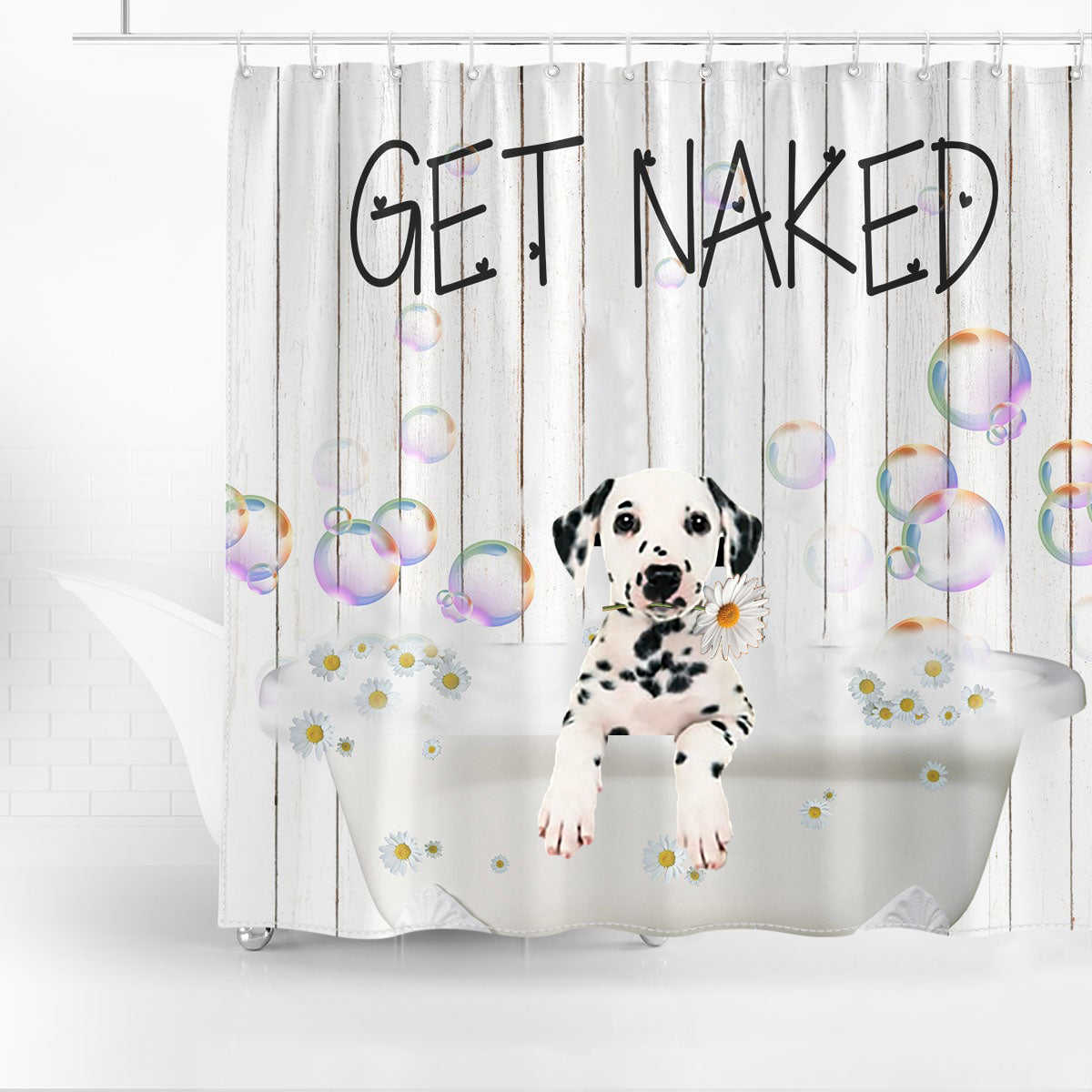 Dalmatian02 Get Naked Daisy Shower Curtain
