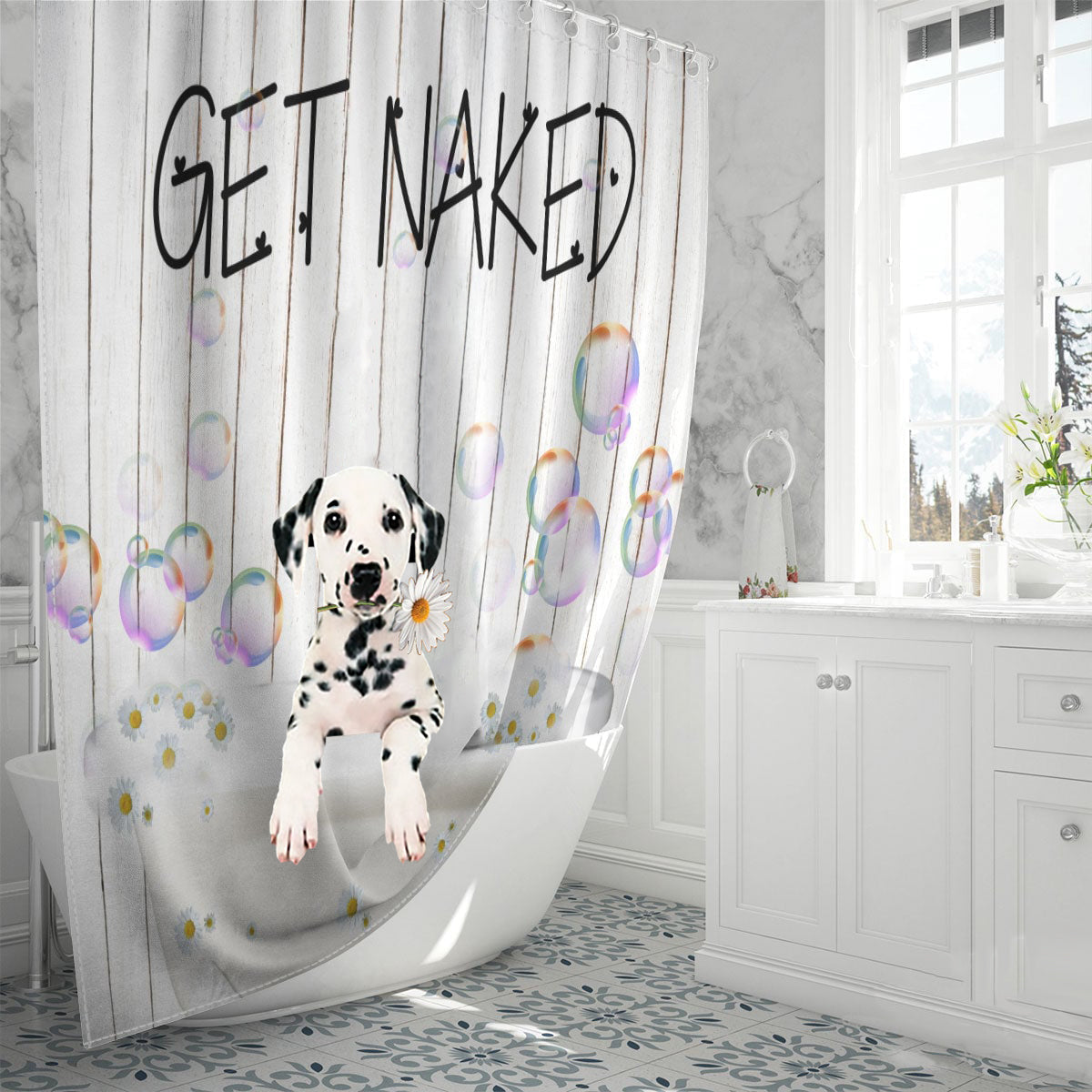 Dalmatian02 Get Naked Daisy Shower Curtain