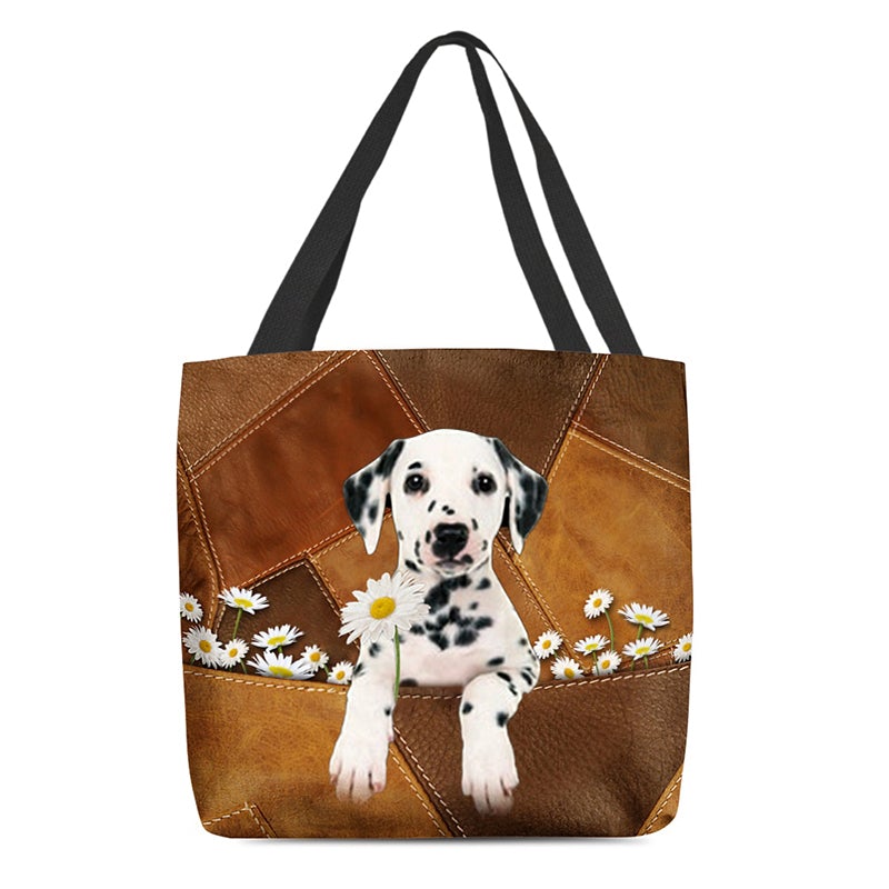 Dalmatian Holding Daisy All Over Printed Tote Bag
