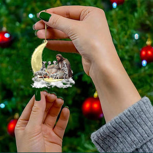 Jesus Surrounded By Dalmatians On The Moon Ornament