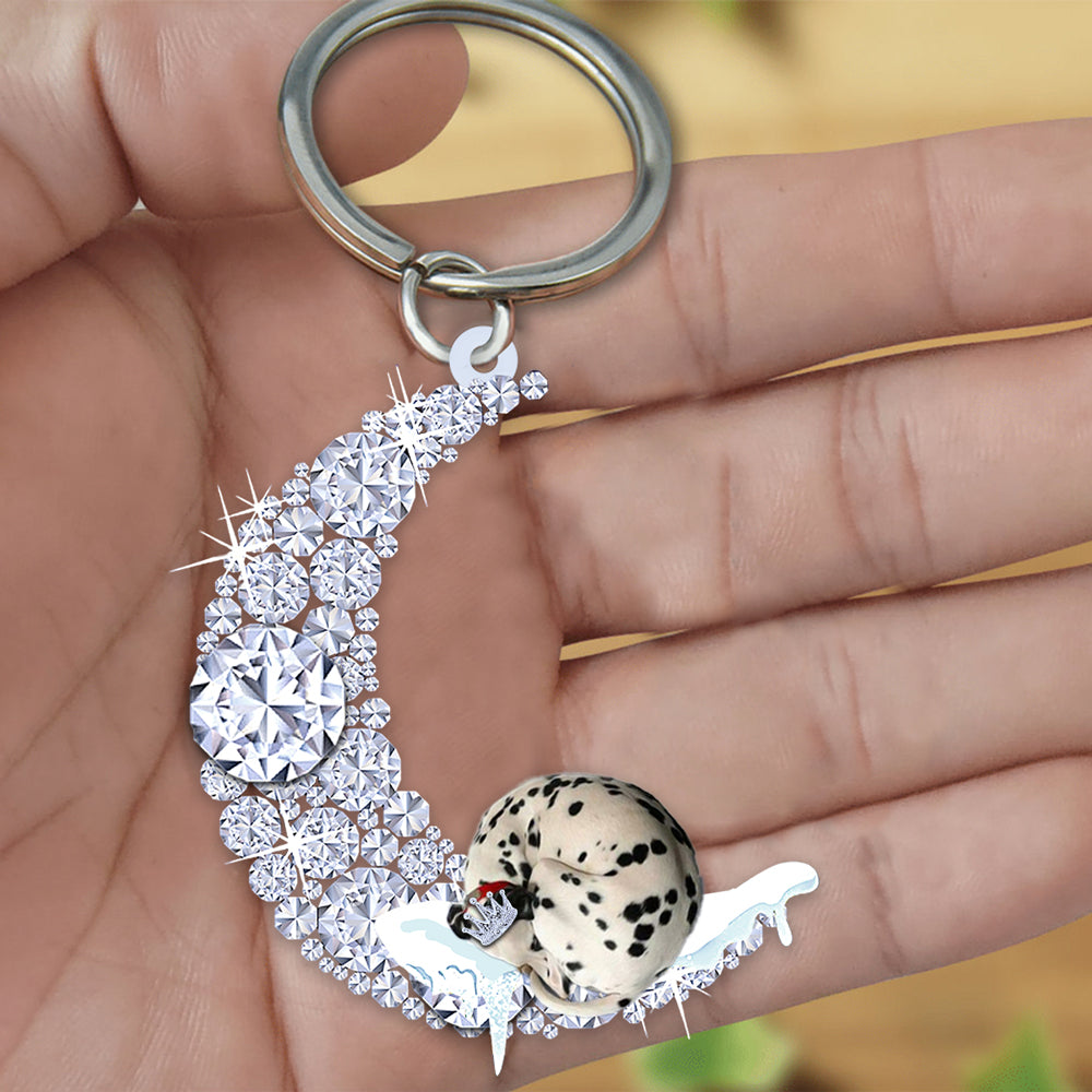 Dalmatian 2 Sleeping On A Diamond Moon Acrylic Keychain