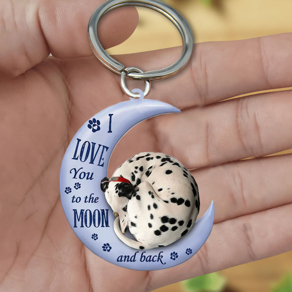 Dalmatian I Love You To The Moon And Back Flat Acrylic Keychain