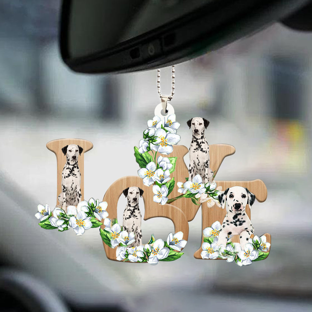 Dalmatian Love Flowers Dog Lover Car Hanging Ornament
