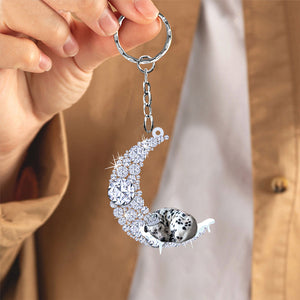 Dalmatian Sleeping On A Diamond Moon Acrylic Keychain