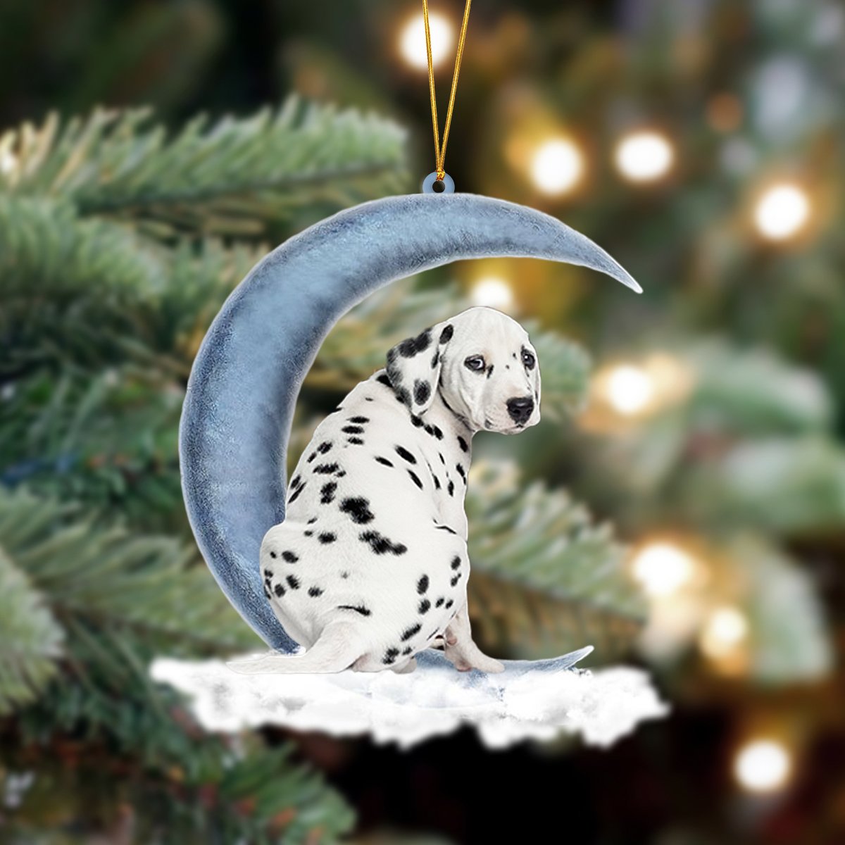 Dalmatian Sits On The Moon Hanging Ornament